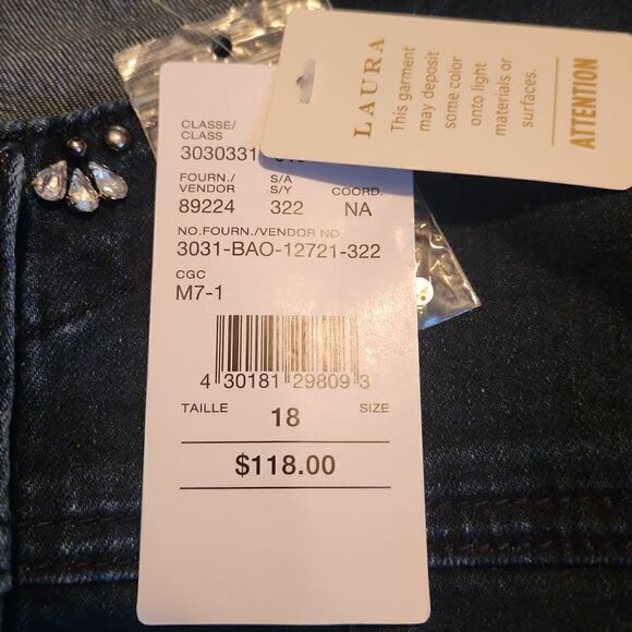 New Laura Dark Blue Denim Jacket with Rhinestone Embellishments - Picture 6 of 6